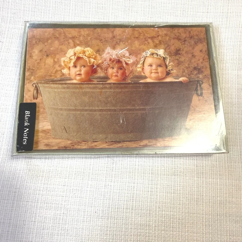 Portal Blank Notecards Wash Tub Babies Set of 12 Cards‎ and Envelopes